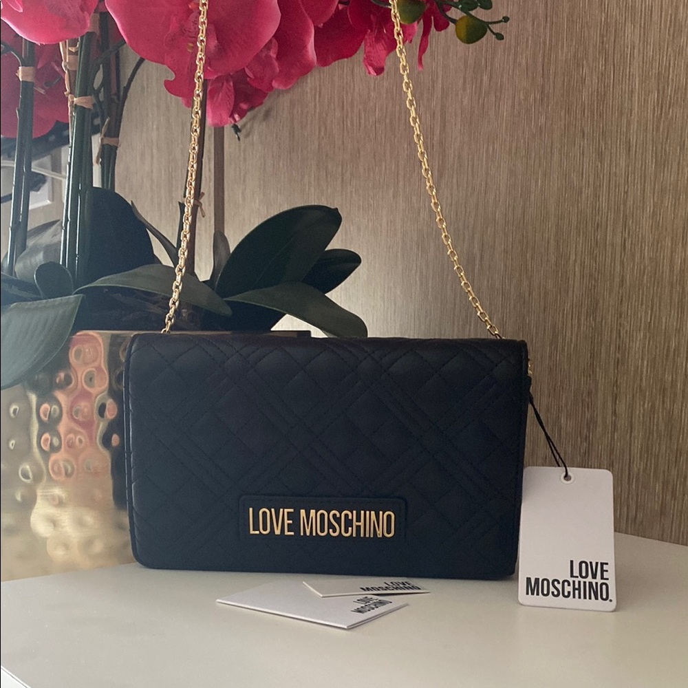 Love Moschino Black and Gold Crossbody Bag